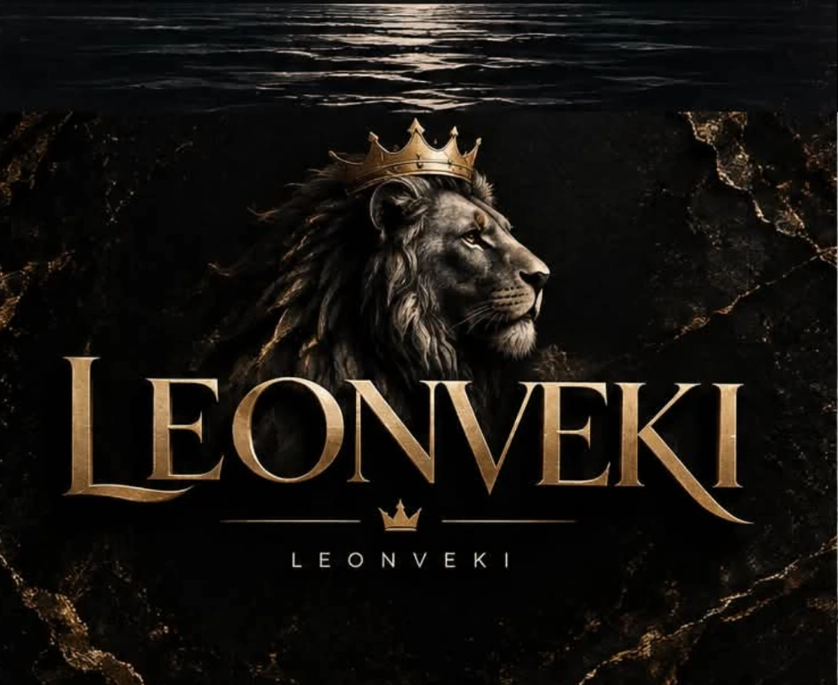 LEONVEKI gold lion and crown logo